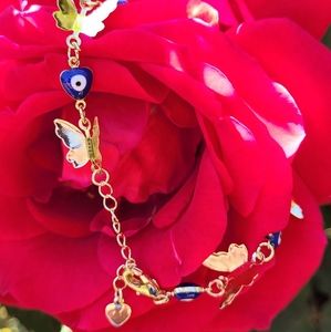 Butterfly🦋 and blue evil eye bracelet